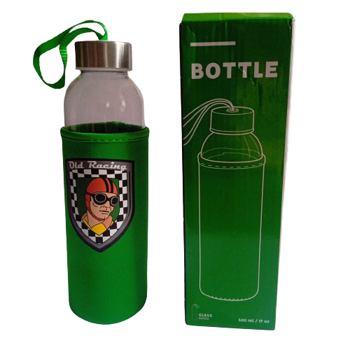Botella Vintage Old Racing – Estilo Motorsport Clásico con Funda Térmica