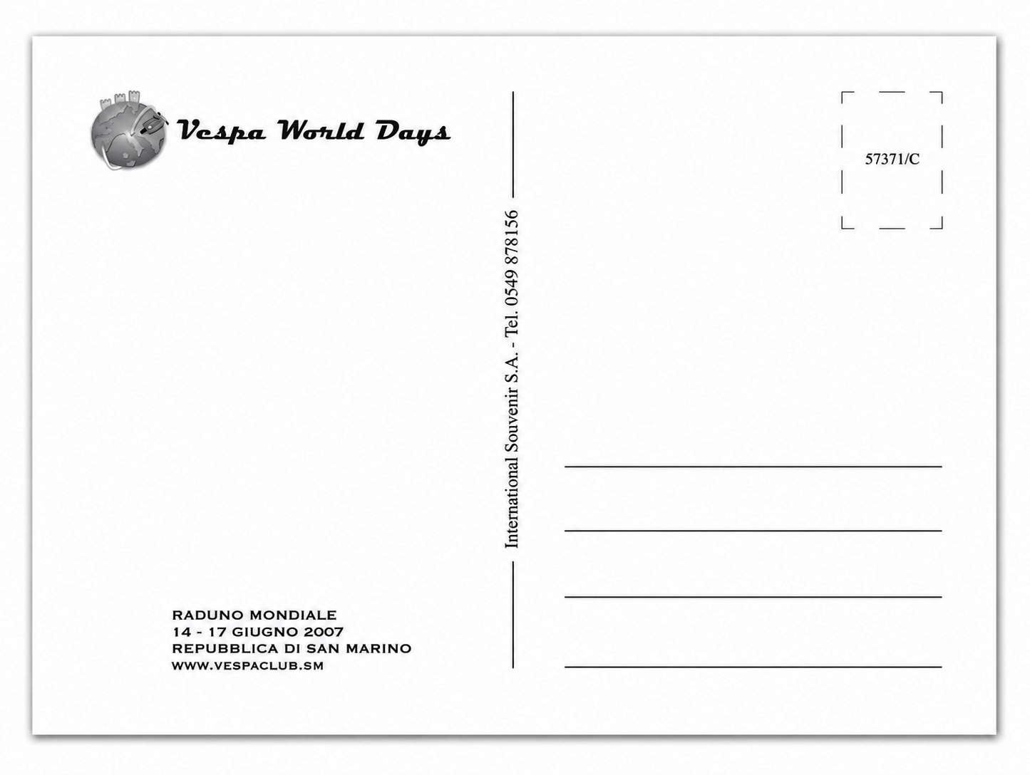 Cuadro con Postal Original Vespa World Days 2007 – República de San Marino