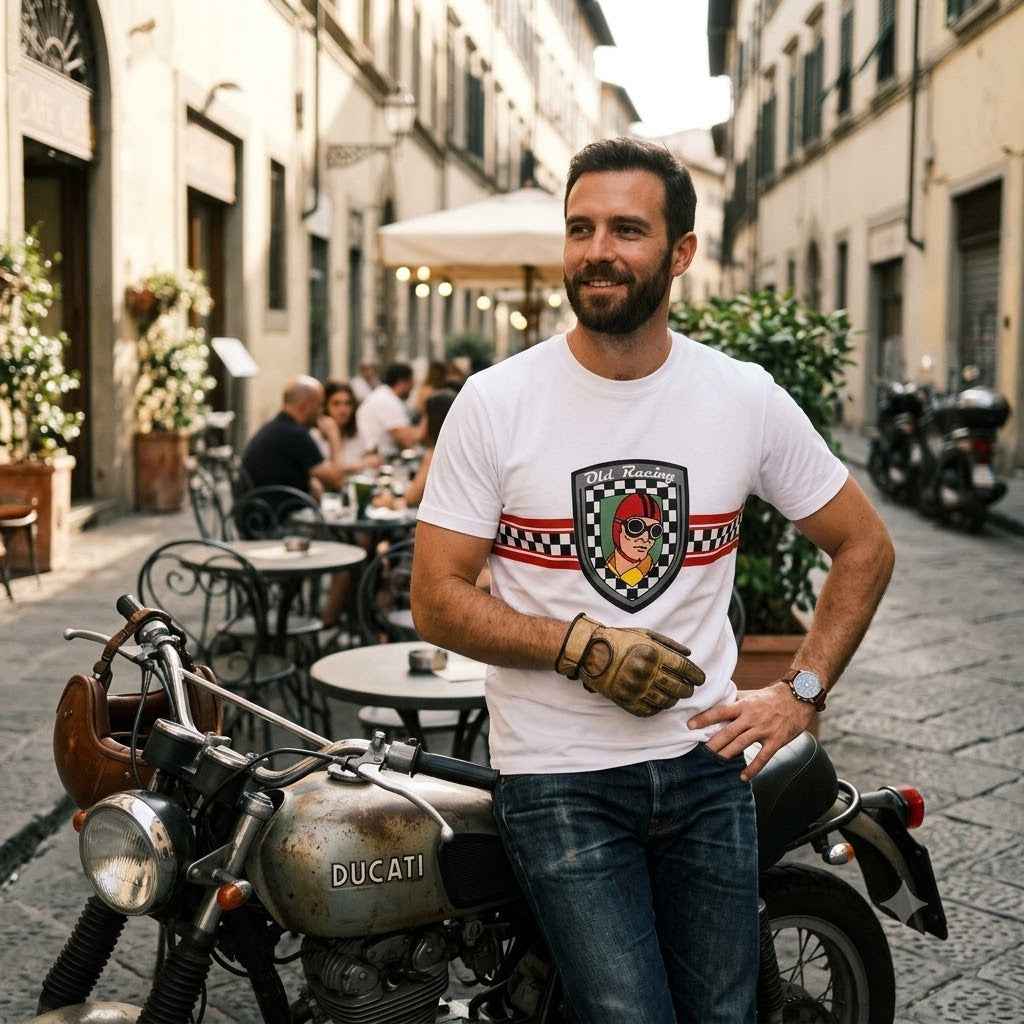 T-shirt Old Racing Mod. Logo white