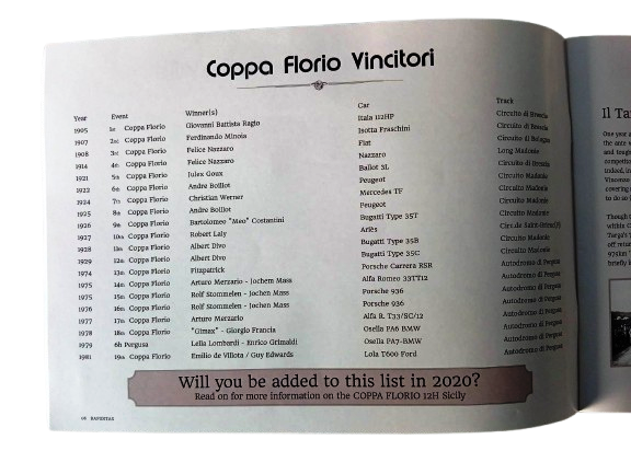 Brochure 20* Coppa Florio + Mini poster evento