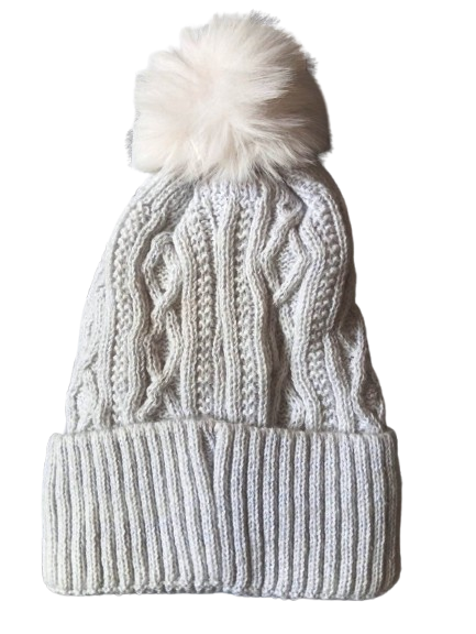 Gorro de punto Firestone blanco con pompón