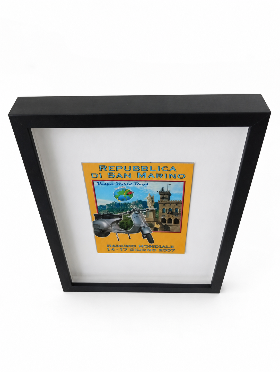 Cuadro con Postal Original Vespa World Days 2007 – República de San Marino
