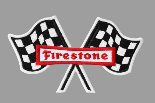 Parche bordado Firestone con banderas a cuadros