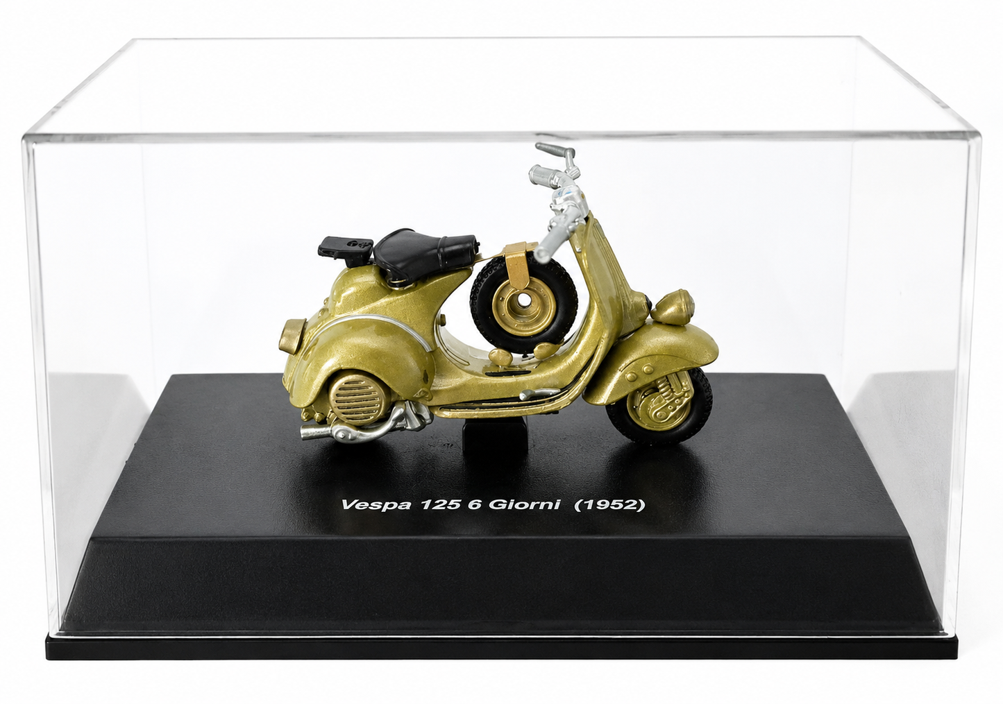 Vespa 125 6 Giorni (1952) – Miniatura de colección escala 1:32 con vitrina expositora