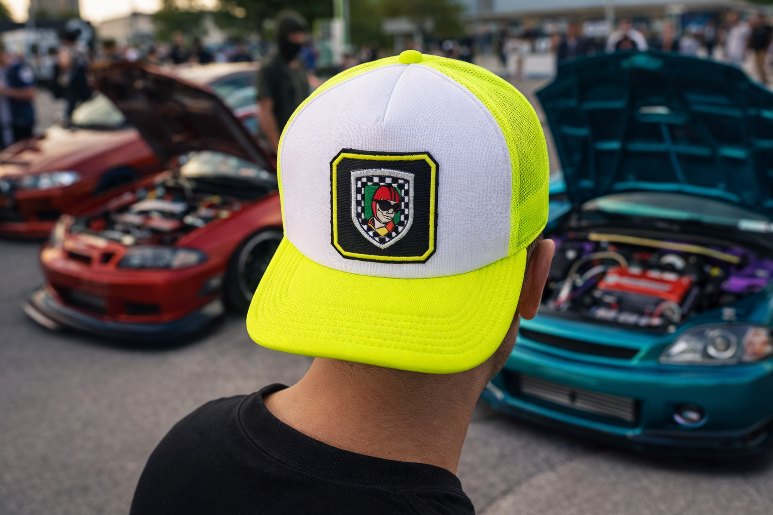 Gorra Trucker Racing Kyalami Verde Flúor Old Racing - Imagen 2