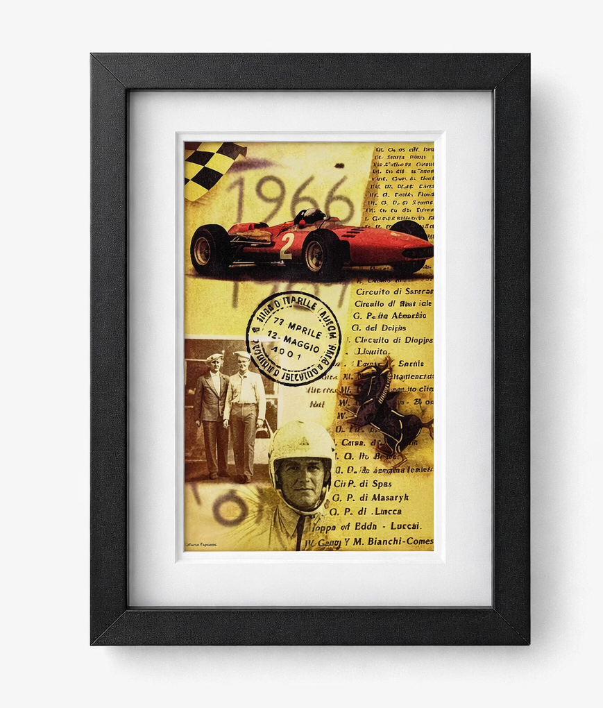 Cuadro Vintage de Carreras 1966: Revive la Pasión del Automovilismo Clásico